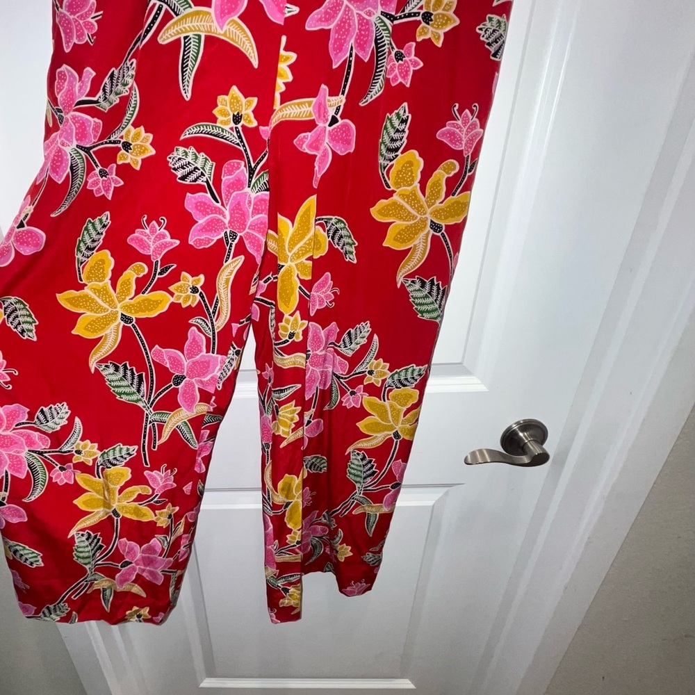 Diane Von Furstenberg Silk Crossover Jumpsuit Celebration Floral Red - Picture 3 of 5